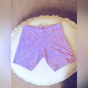 Purple shorts w/ color polkadots